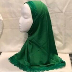 Girls 1 Piece Instant Hijab GREEN